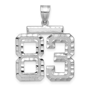 14k White Gold, Varsity Collection, Large D/C Pendant, Number 83